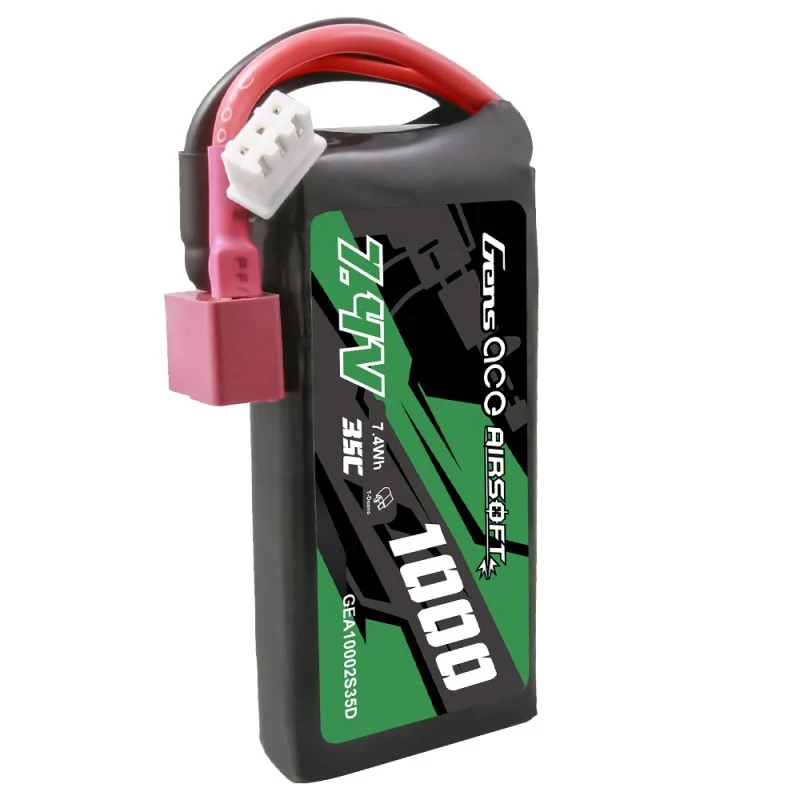 Gens Ace 35C 1000 mAh 2S1P 7,4 V Airsoft Lipo Akku mit T-Stecker