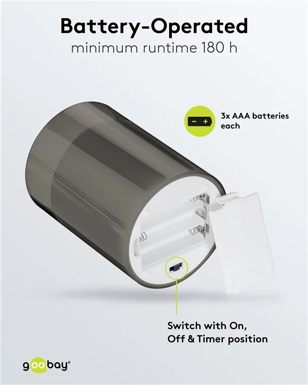 Goobay 3er-Set LED-Echtwachs-Kerzen im Glas mit Timerfunktion und 3D-Flammenkegel, batteriebetrieben, warmweiß (2700 K)