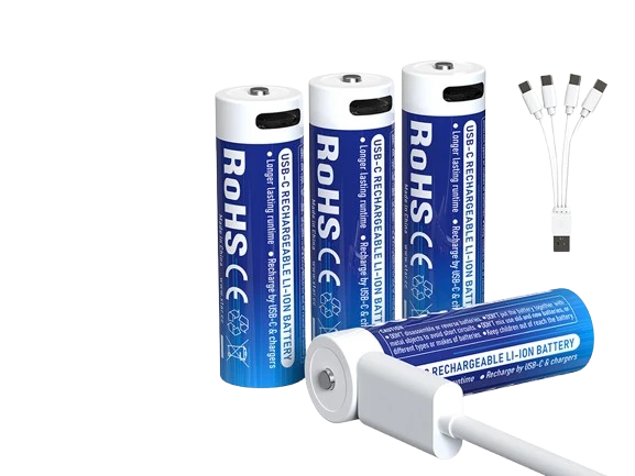 XTAR AA 1,5V Li-Ionen Akku 3000mAh – USB-C – mit gleichmäßig sinkender Spannung (4 St.)