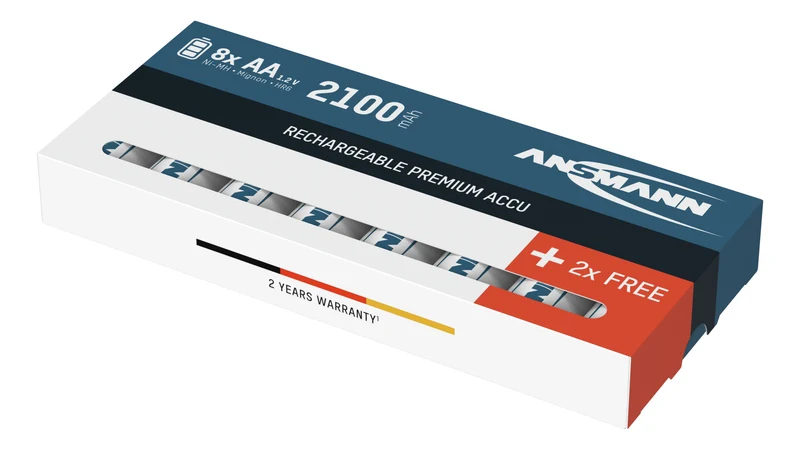 ANSMANN NiMH Akku Mignon AA 2100 mAh maxE 8er Schrumpffolie, ideal für den alltäglichen Gebrauch