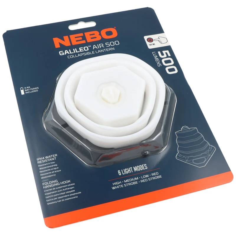 NEBO GALILEO™ AIR 500 NEB-LTN-1008-G LED Campinglampe mit 500 Lumen, ladbar über USB-C, faltbar und sehr leicht