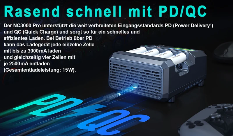 SkyRC NC3000 Pro intelligentes Analyse-Ladegerät für AA/AAA, NIMH/NiCd, Akkus