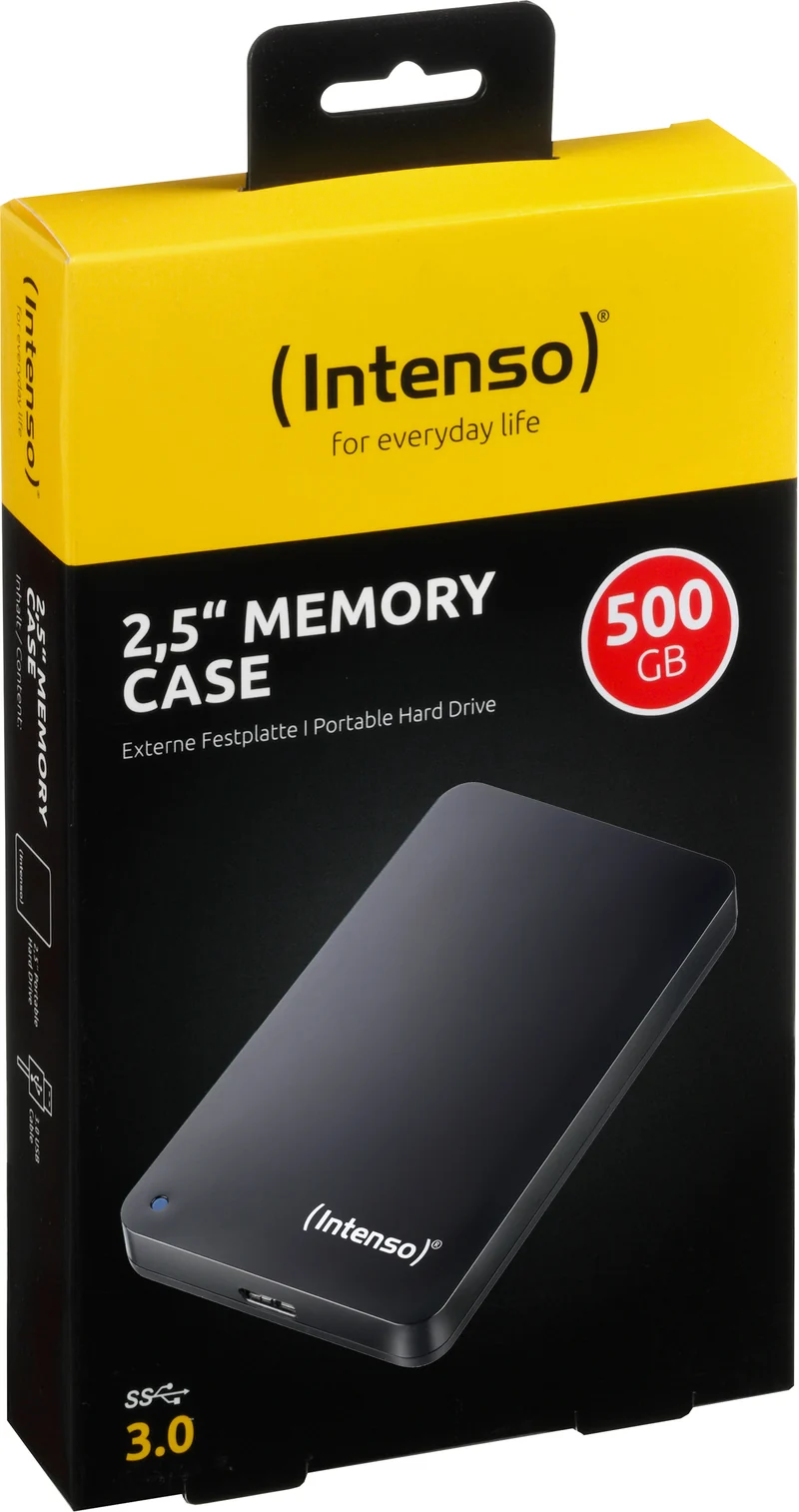 Intenso Festplatte 500GB, USB 3.0, 6.35cm (2.5''), schwarz Portable, Memory Case, Retail