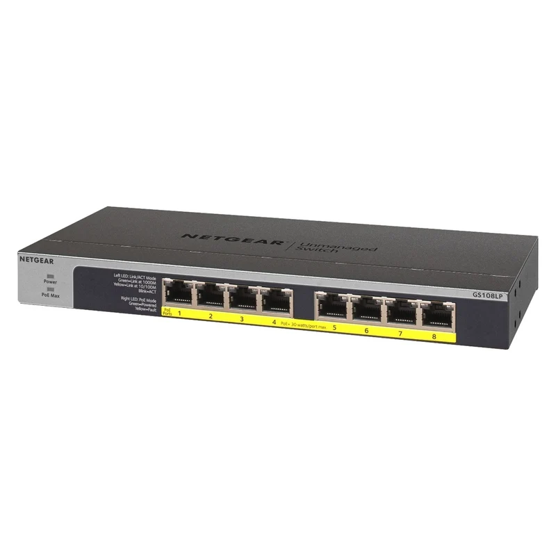 NETGEAR GS108LP Unmanaged Gigabit Ethernet (10/100/1000) Power over Ethernet (PoE) 1U