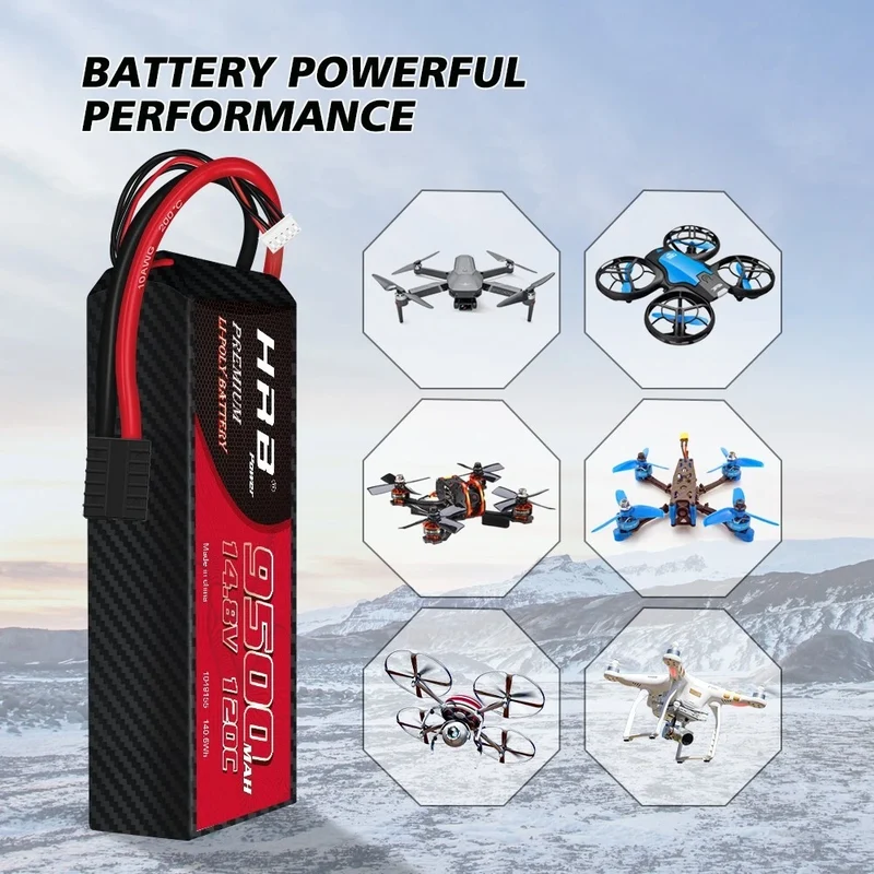 HRB LiPo Akku 4S 9500mAh 14,8V 120C TRX LiPo Akku (2 St.)