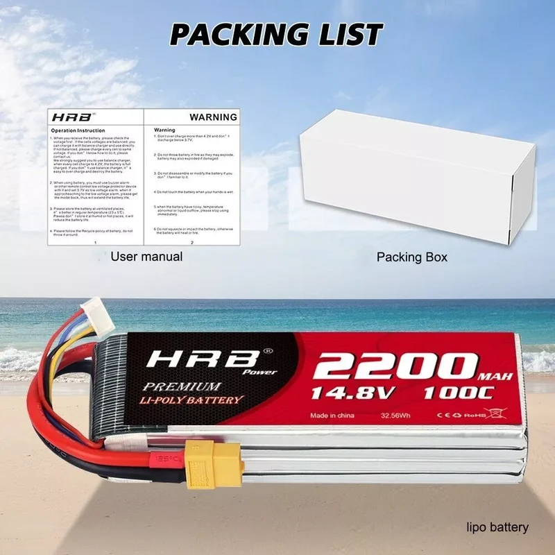 HRB 4S 2200mAh 14,8V 100C LiPo-Akku mit XT60-Stecker