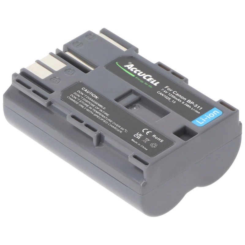 AccuCell Akku passend für Canon BP-511 Akku BP-511A, BP-508, BP-512, BP-514