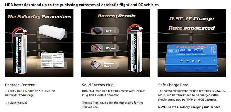 HRB 4S 6000mAh 14,8V 50C Deans T Stecker LiPo Akku