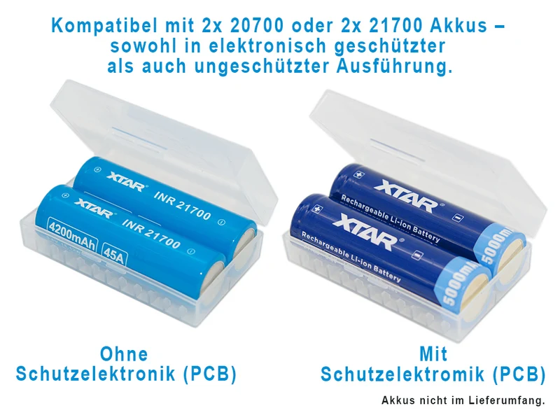 XTAR Akkubox 21700 / 20700 – Transportbox für Li-Ion Akkus