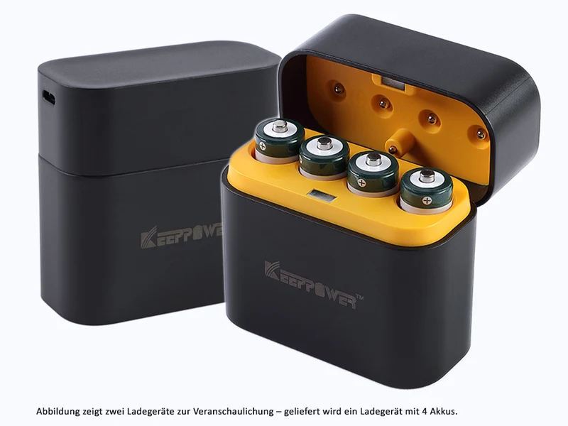 Keeppower I4 Ladegerät mit 4× 1,5V AA Li-Ion-Akkus – USB-C Eingang