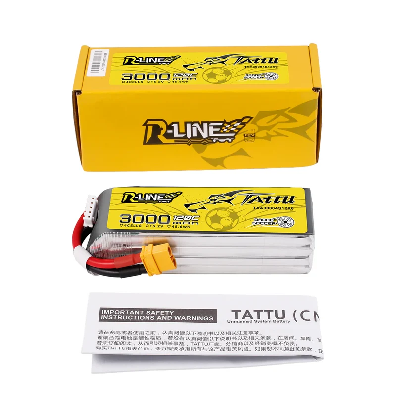 Tattu 3000 mAh 15,2 V 120C 4S1P Lipo-Akkupack mit XT60-Stecker
