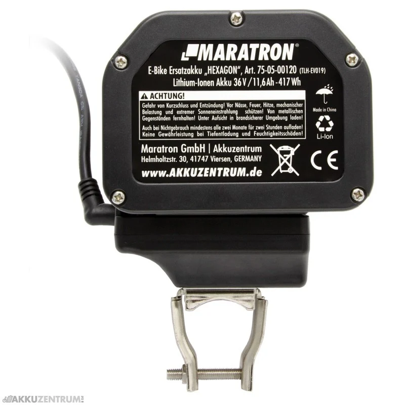 Maratron E-Bike Akku Sattelstützenakku "Hexagon" – 36V / 11,6Ah - Sattelstütze