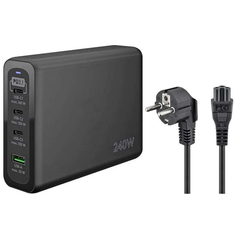 Goobay USB-C™ PD GaN Multiport-Schnellladegerät max. 240 W, schwarz