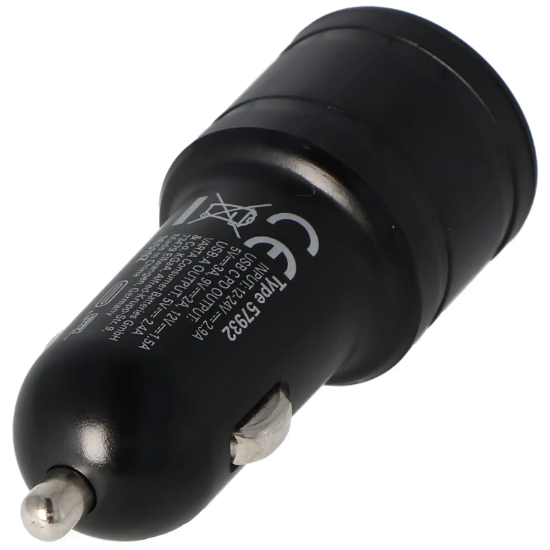 Varta 57932 Car Charger Dural USB Ausgang 2,4A und USB Type C 3,0A Output USB-C
