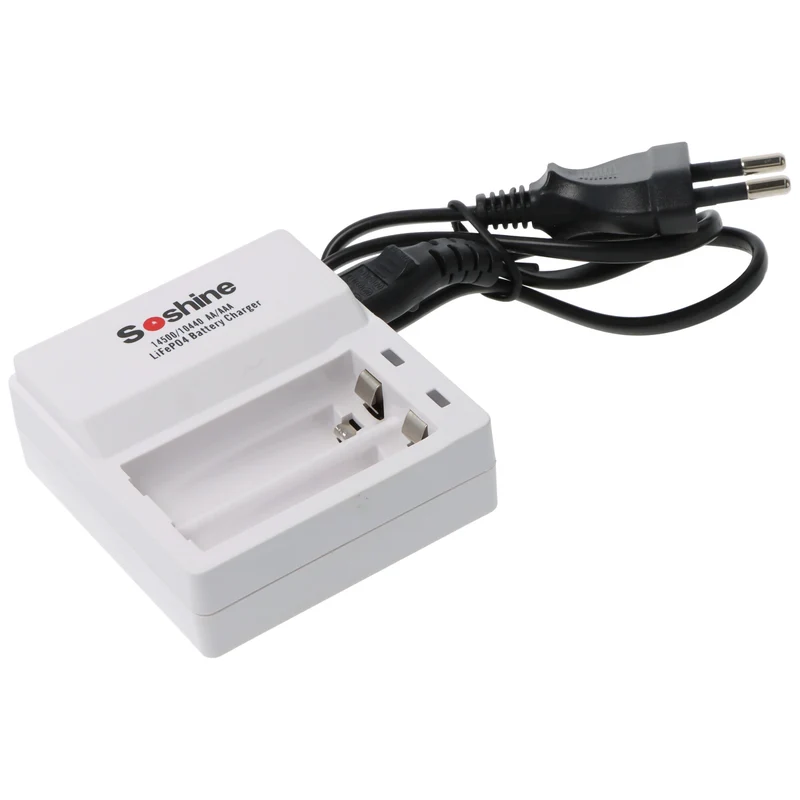 Soshine Ladegerät für LiFePO4 IFR 3,2 Volt Akkus, nur Akkus mit 3,2V ladbar, mit 2 Ladeschächten, für 14500, 10440 und AAA, AA Akkus