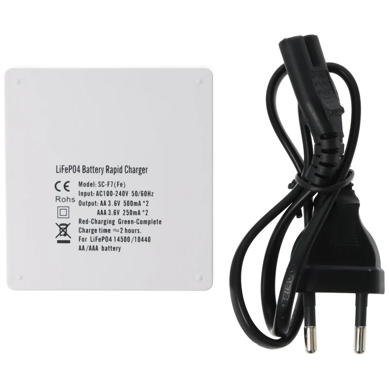Soshine Ladegerät für LiFePO4 IFR 3,2 Volt Akkus, nur Akkus mit 3,2V ladbar, mit 2 Ladeschächten, für 14500, 10440 und AAA, AA Akkus