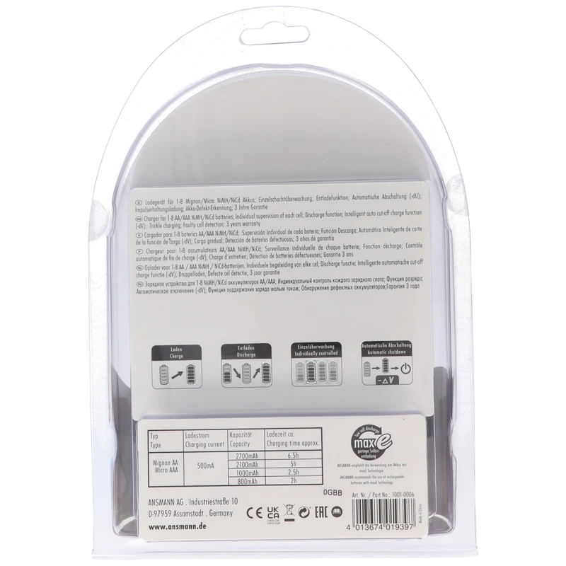 Panasonic eneloop Standard HR-3UTGB 8 Stück AA Mignon Akkus und Ansmann Powerline 8 Ladegerät