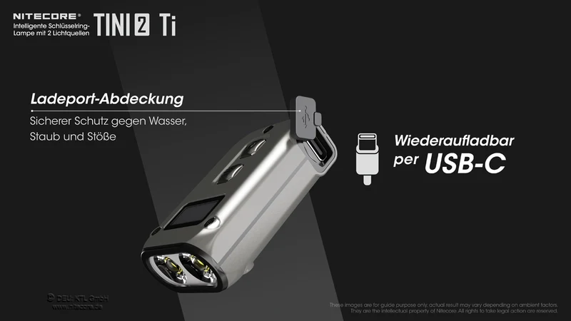 Nitecore Taschenlampe TINI 2 Titanium - 500 Lumen