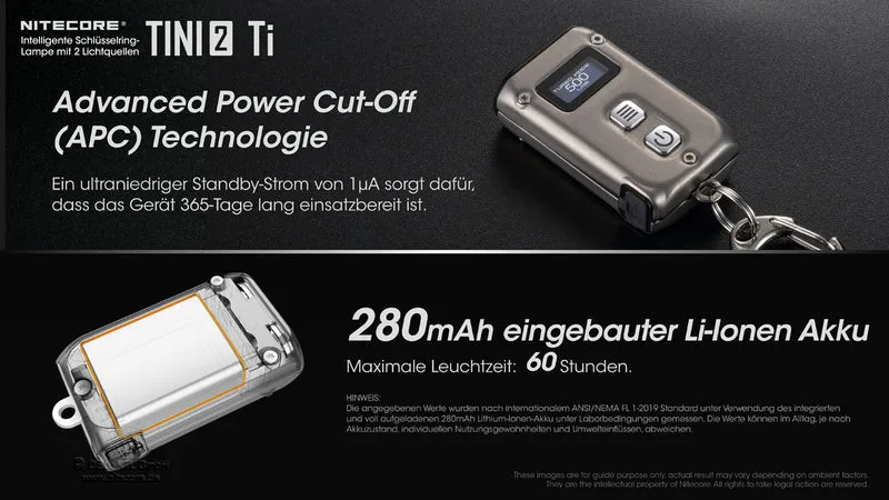 Nitecore Taschenlampe TINI 2 Titanium - 500 Lumen