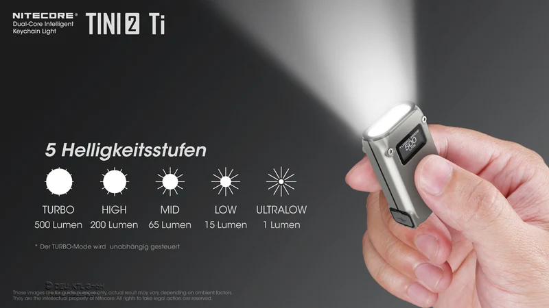 Nitecore Taschenlampe TINI 2 Titanium - 500 Lumen