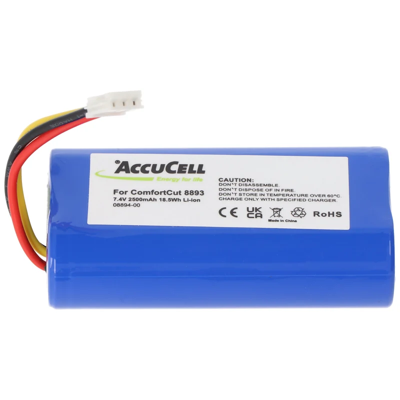 AccuCell Akku für Gardena ComfortCut 8893 und 8895 7,2 Volt, Akku für Gardena 08894-00 2500mAh Kapazität, 67,5x37x18,5mm