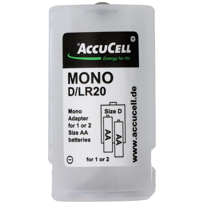 AccuCell Universal Mono D Adapter im 2er Pack für 1 oder 2 Mignon, AA, LR6, FR6 Batterie oder Akku