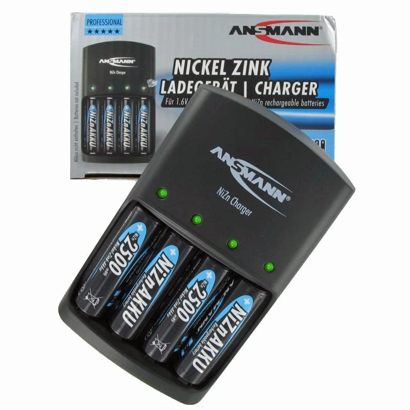 Ansmann Schnell-Ladegerät für NiZn 1,6 Volt Akku 900mWh und 2500mWh