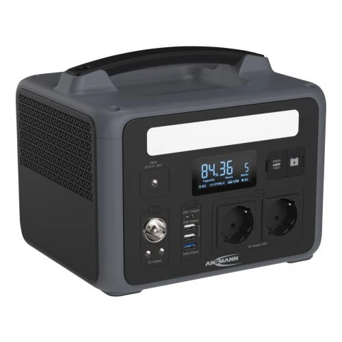 Ansmann Powerstation PS600AC 600W, 640Wh Powerstation, LiFePO4 Akku, integrierte LED-Lampe