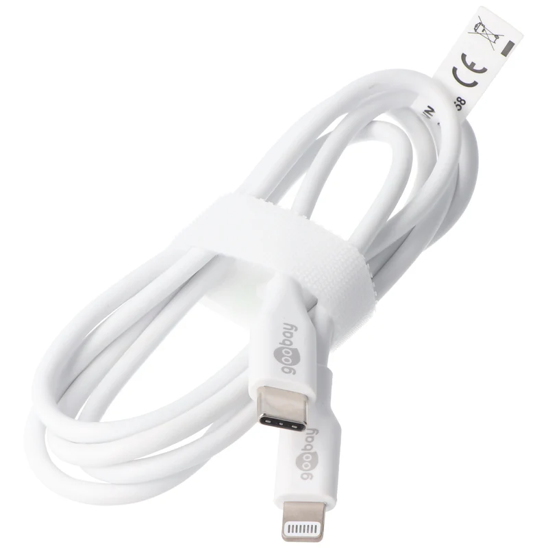 Goobay Lightning USB-C Lade- und Synchronisationskabel, das MFi-Kabel für Apple iPhone, iPad, weiß