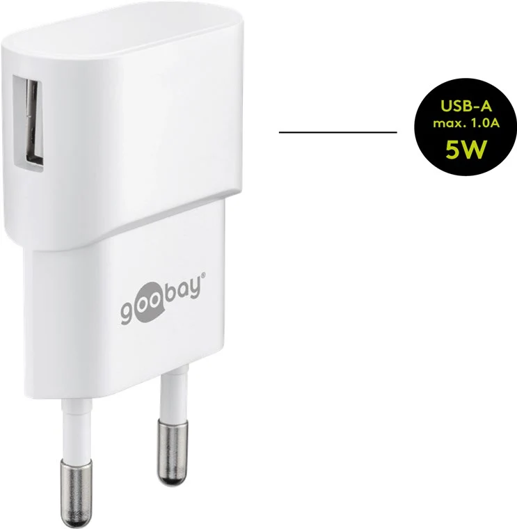 Goobay USB-C™ Ladeset 1 A - Netzteil mit Type-C™ Kabel 1m (weiß)