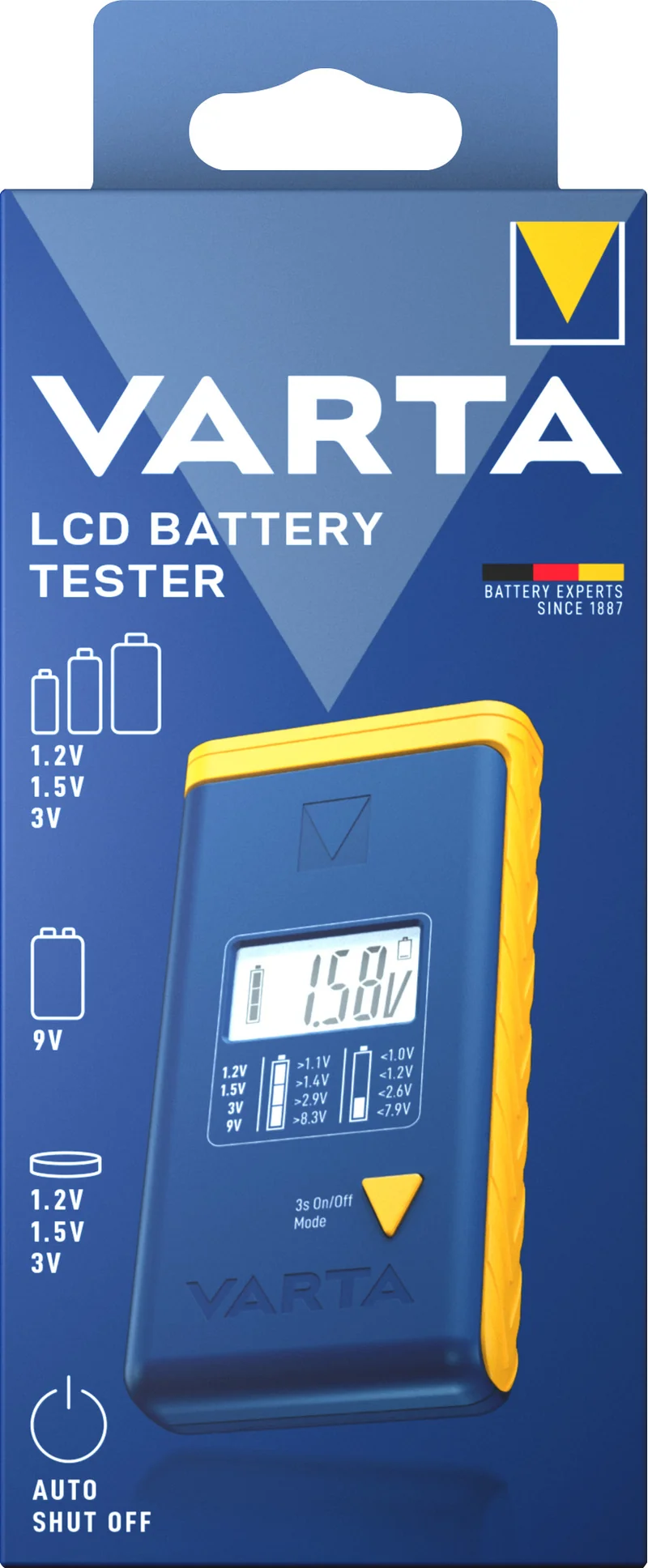 Varta Batterietester, LCD Digital für AA, AAA, C, D, 9V, Retail Blister