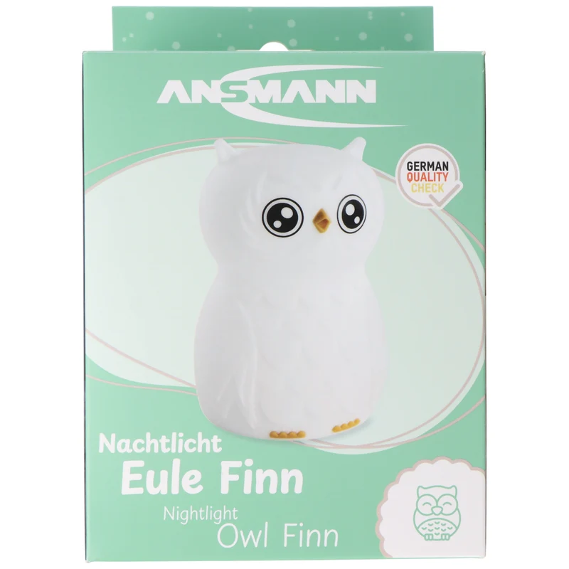 Ansmann LED-Nachtlicht Eule Finn, Silikonnachtlicht, mobiles Nachtlicht, wiederaufladbar