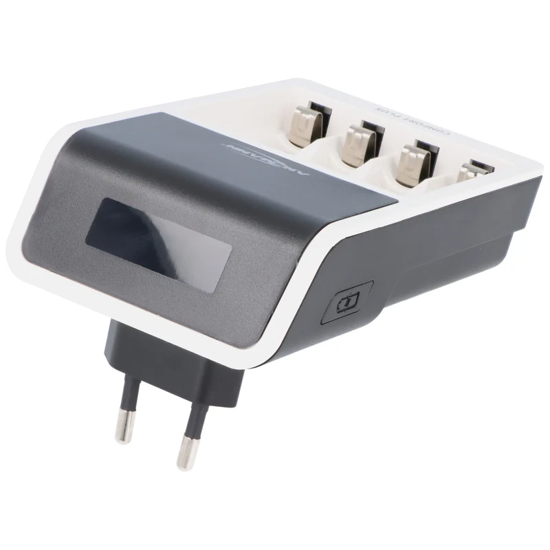 Ansmann Schnell-Ladegerät Comfort Plus für 1-4 NiMH Micro AAA, Mignon AA Akkus, NiMH 9V E-Block