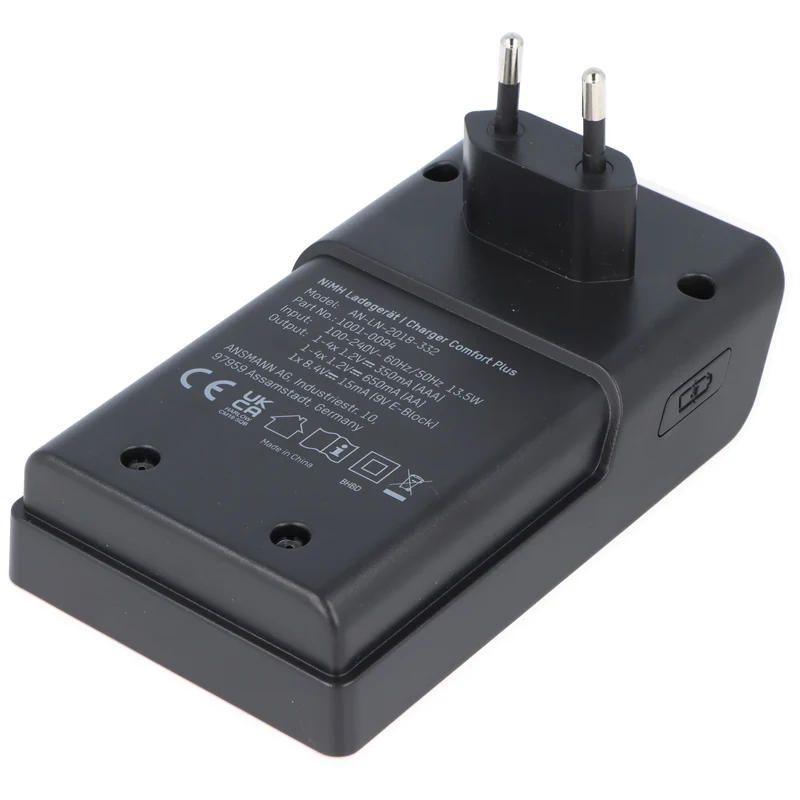 Ansmann Schnell-Ladegerät Comfort Plus für 1-4 NiMH Micro AAA, Mignon AA Akkus, NiMH 9V E-Block