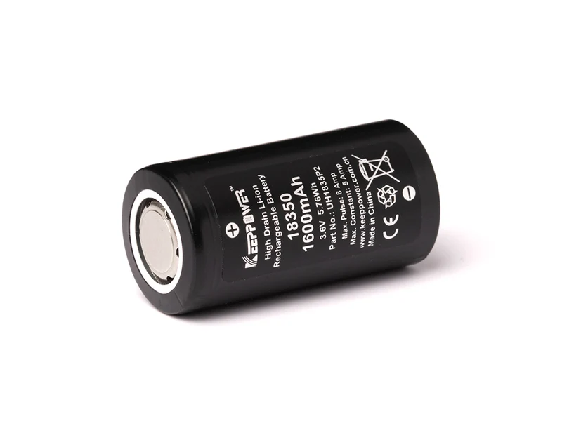 Keeppower 18350 - *1600mAh 3,6V - 3,7V Lithium-Ionen-Akku Entladestrom konstant 5A (Ampere)