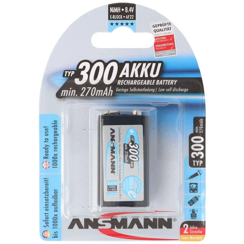 Ansmann maxEplus NiMH-Akku Typ 300 E-Block 270mAh