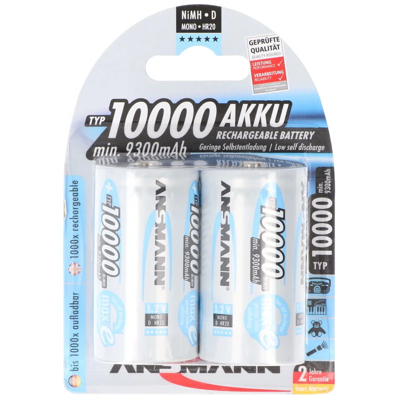 Ansmann NiMH-Akku Mono 10000mAh 2er Blister