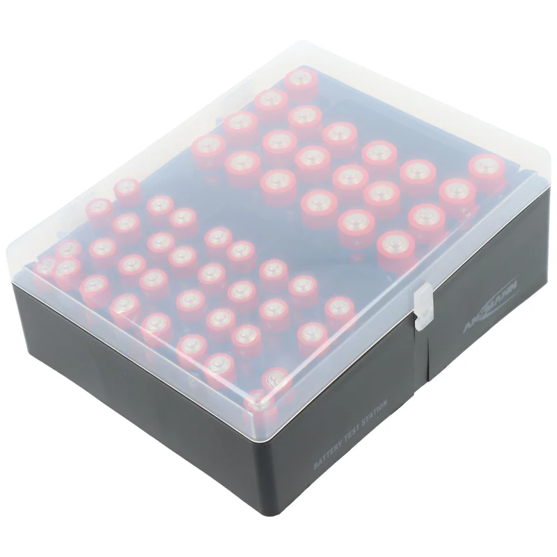 Ansmann Batterie Aufbewahrungsbox inklusive 20x Mignon AA und 32x Micro AAA Alkaline Batterien, inkl. Wandhalterung