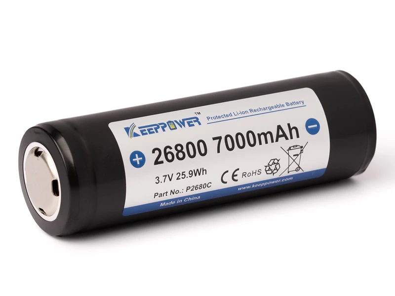 Keeppower 26800-P2680C mit 7000 mAh*, 3,6V-3,7V Li-ionen Akku PCB² geschützt