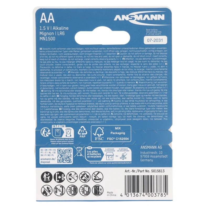 Ansmann X-Power Alkaline Batterie Mignon AA, LR6, 2er Papierblister