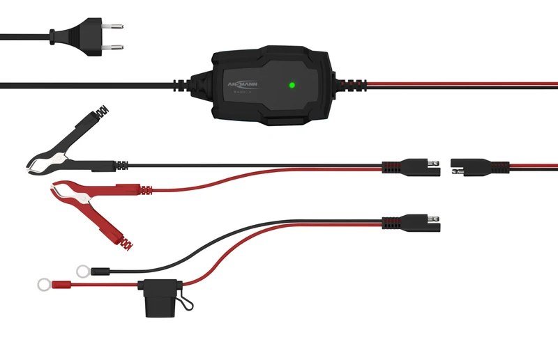 Ansmann BC 6-12V/1A 5-Stufen Kfz-Ladegerät mit automatischer Spannungserkennung für 6V und 12V Blei-Säure-, Blei-Gel- und Blei-Vlies-Batterien