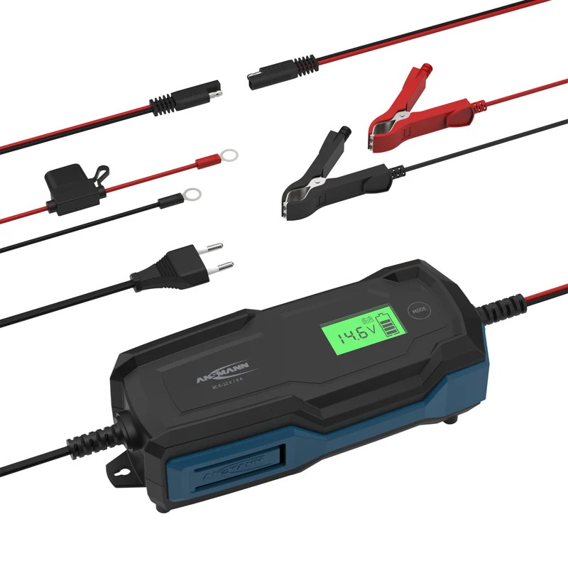 Ansmann BC 6-12V/6A 10-Stufen Kfz-Ladegerät für 6V und 12V Blei-Säure-, Blei-Gel- und Blei-Vlies-Batterien, sowie 12V LiFePO4 Batterien