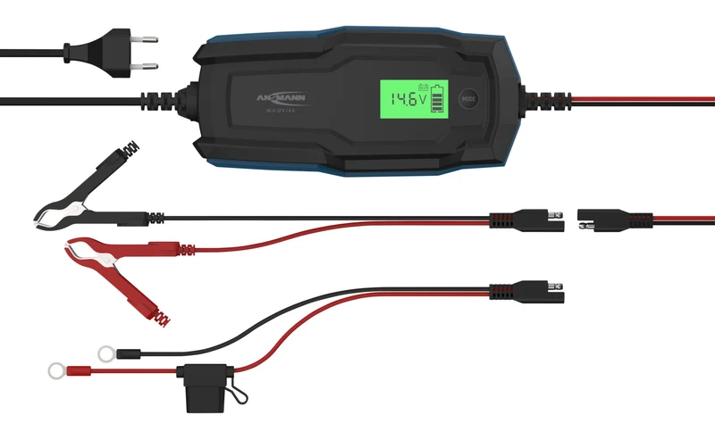 Ansmann BC 6-12V/6A 10-Stufen Kfz-Ladegerät für 6V und 12V Blei-Säure-, Blei-Gel- und Blei-Vlies-Batterien, sowie 12V LiFePO4 Batterien