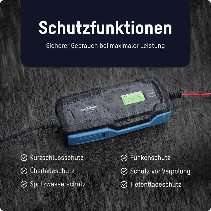 Ansmann BC 6-12V/4A 10-Stufen Kfz-Ladegerät für 6V und 12V Blei-Säure-, Blei-Gel- und Blei-Vlies-Batterien, sowie 12V LiFePO4 Batterien