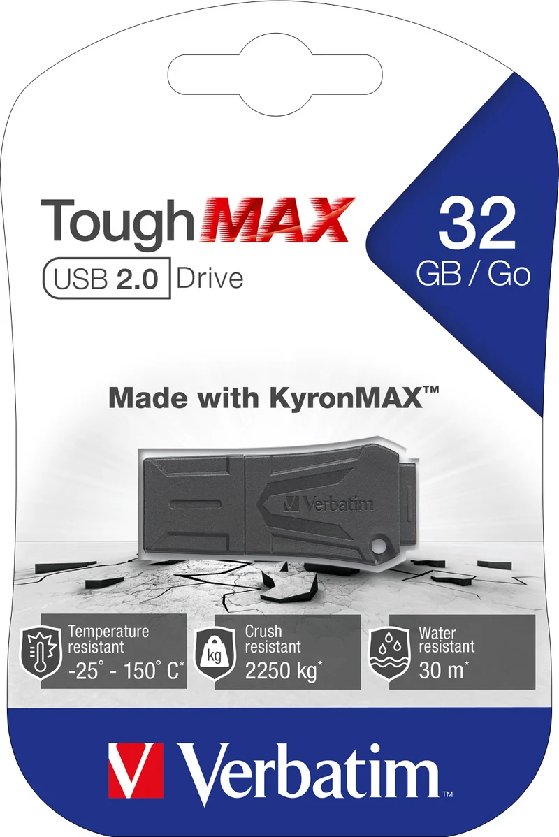 Verbatim USB 2.0 Stick 32GB, ToughMAX, schwarz KyronMAX Thermo Protect, Retail-Blister