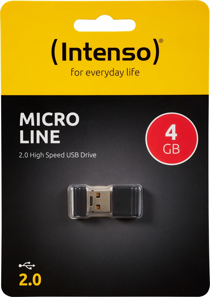 Intenso USB 2.0 Stick 4GB, Micro Line, schwarz (R) 16.5MB/s, (W) 6.5MB/s, Retail-Blister