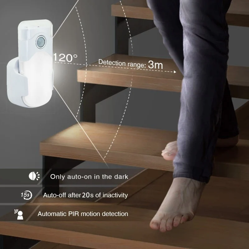 Velamp LED Nachtlicht mit automatischer Notbeleuchtung, Anti-Blackout, praktische Taschenlampenfunktion, mit Bewegungsmelder und PIR-Sensor, vertikale Buchse