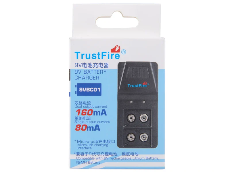 Trustfire BC01 9V Block 6F22 Akku-Ladegerät für Li-Ion, NiMH