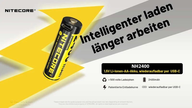 Nitecore Li-Ion Akku, 1,5V, USB-C, 2400mAh (4 St.)