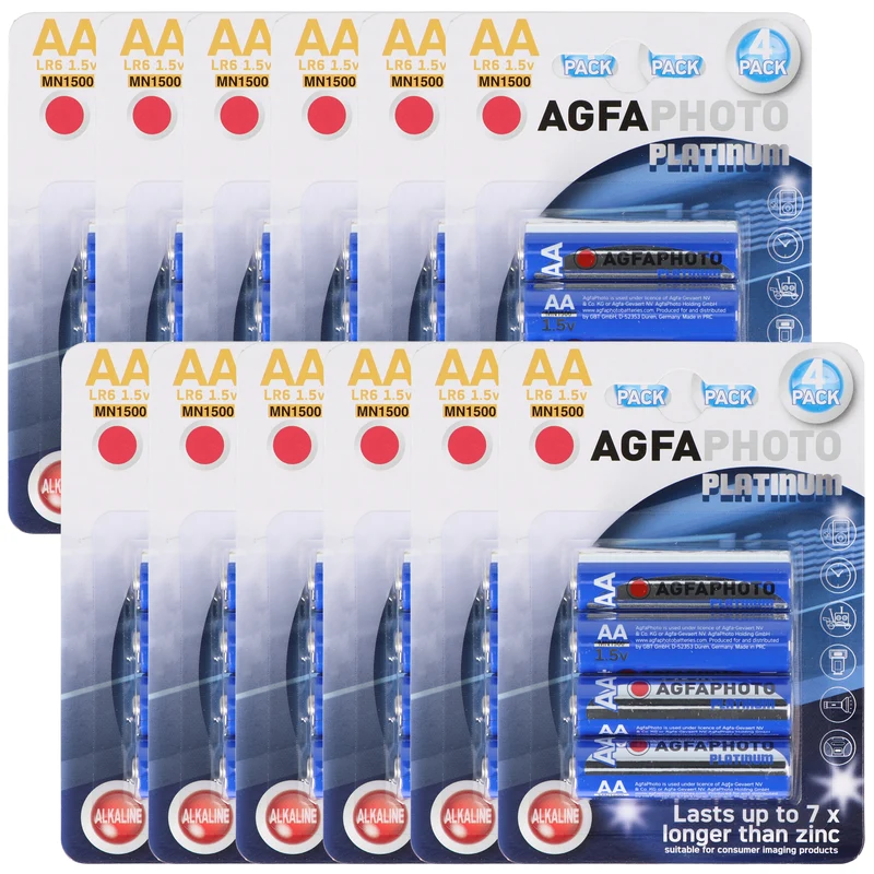 12x AgfaPhoto LR06 Mignon AA-Batterie Alkali-Mangan 1.5 Volt 4 Stück Platinum